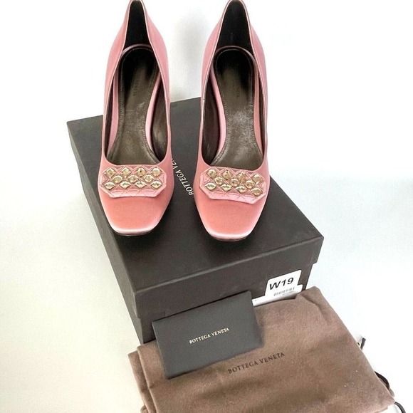 Bottega Veneta 454350 Women's Crepe Satin Stiletto shoe Pastel Pink Sz. 39 - Picture 15 of 15